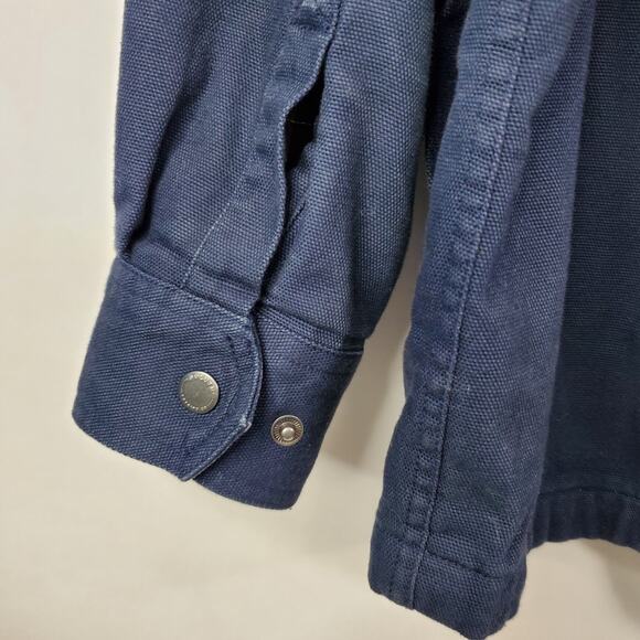 Duluth Trading Co Men's Full Zip Flannel Lined Hooded Canvas Jacket Navy • M - Picture 6 of 12